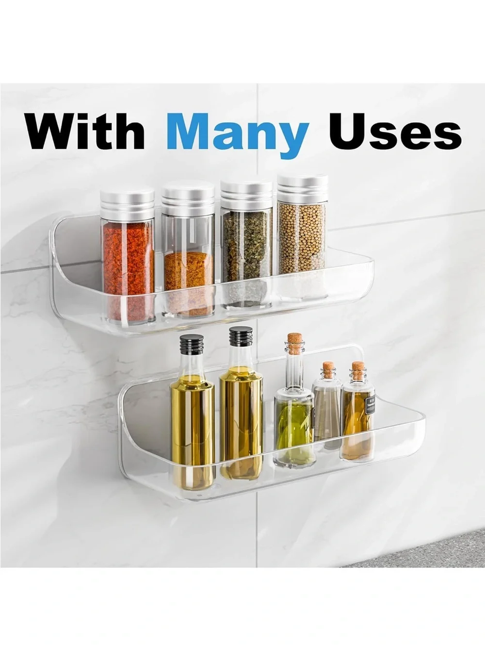 Clear Acrylic Wall Shelf for Bathroom - Set of 4